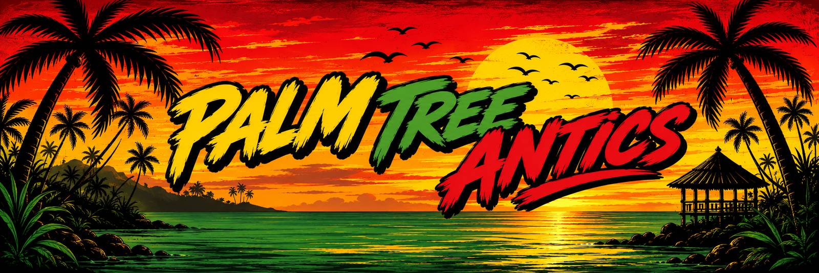 Palm Tree Antics — palm trees against a sunset